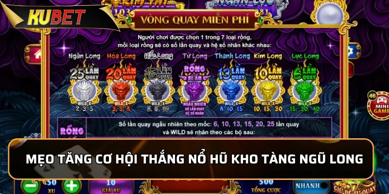 Mẹo tăng cơ hội thắng khi chơi Nổ hũ Kho Tàng Ngũ Long